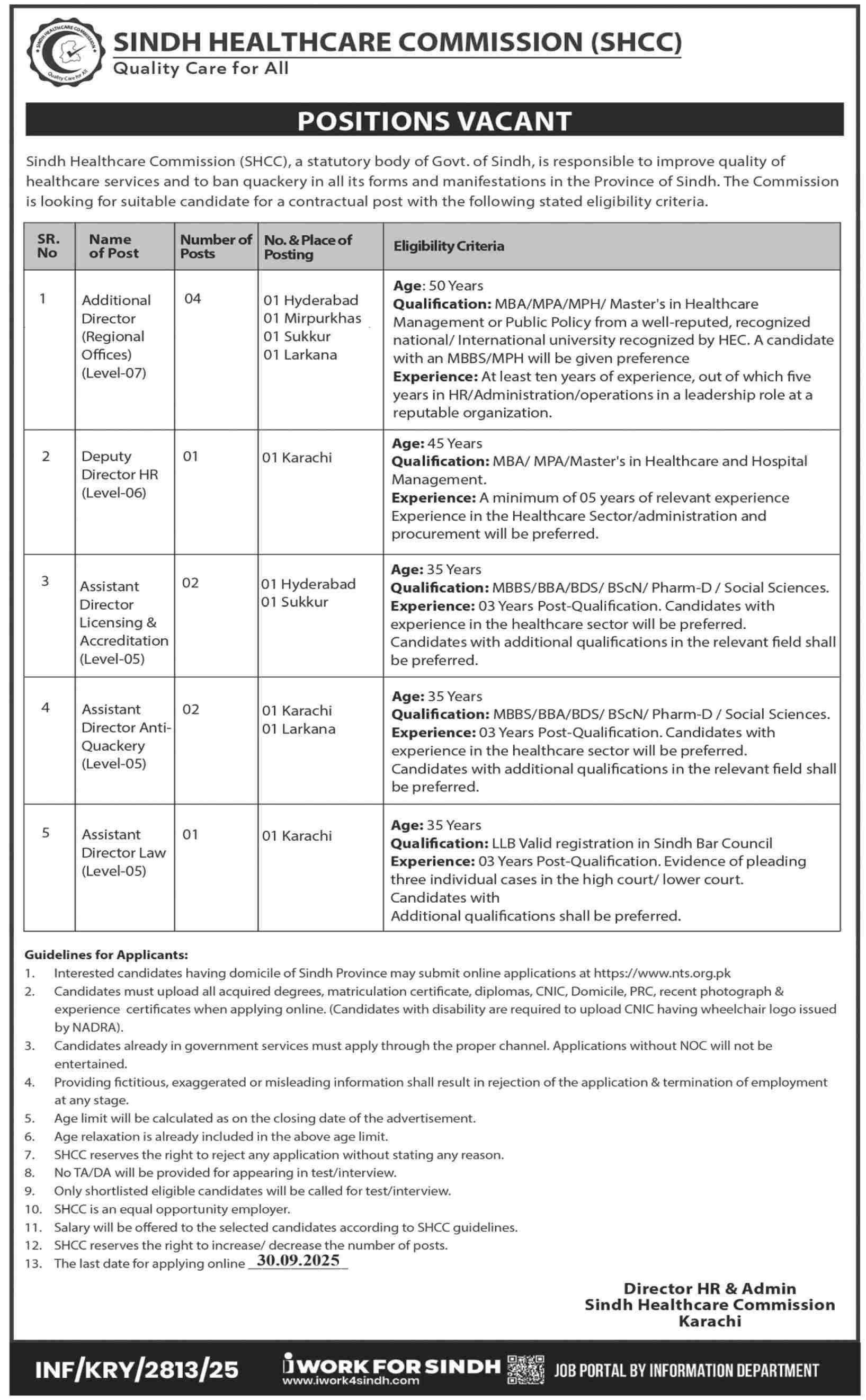 Jobs in Sindh Healthcare Commission Sindh